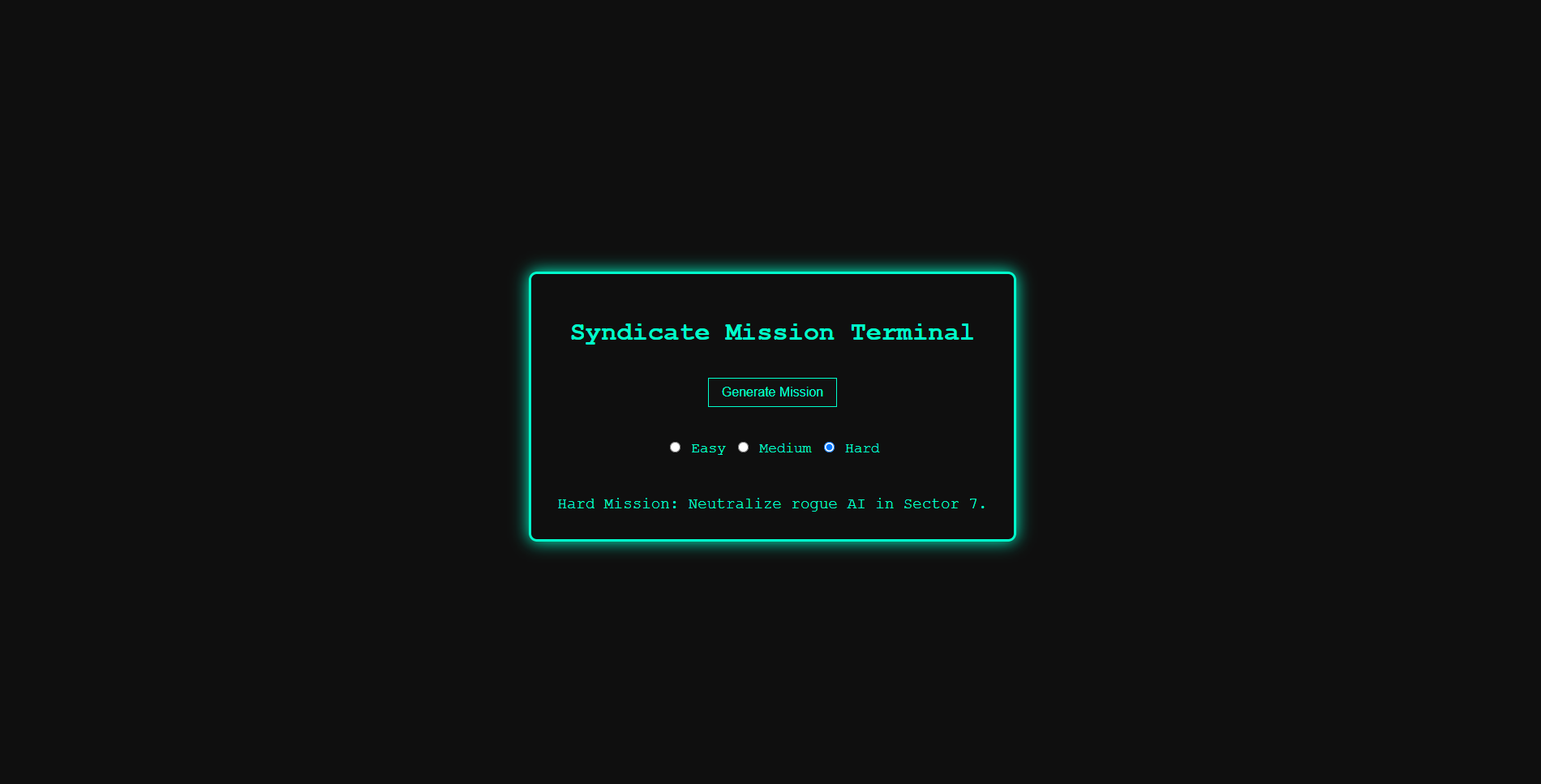 Screenshot of the game-ready component Mission Terminal