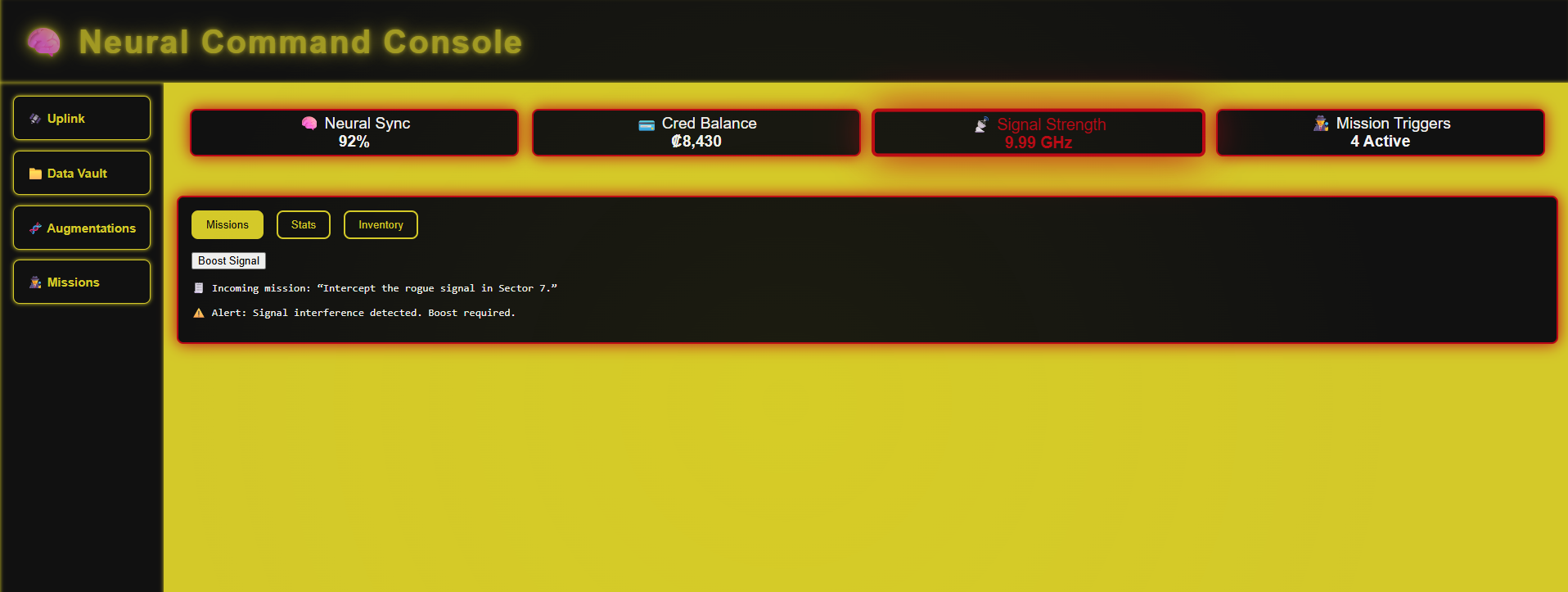 Screenshot of Neural Command Console