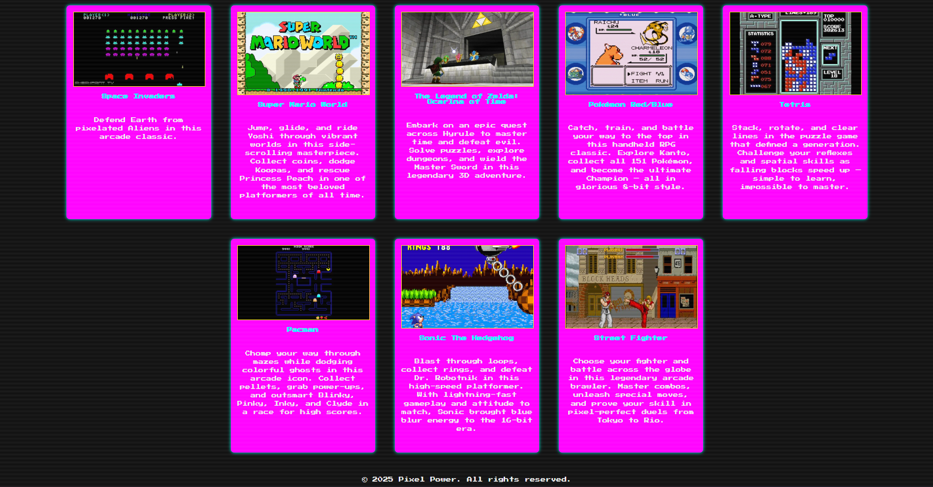 Screenshot of Pixel Power: Retro Gaming