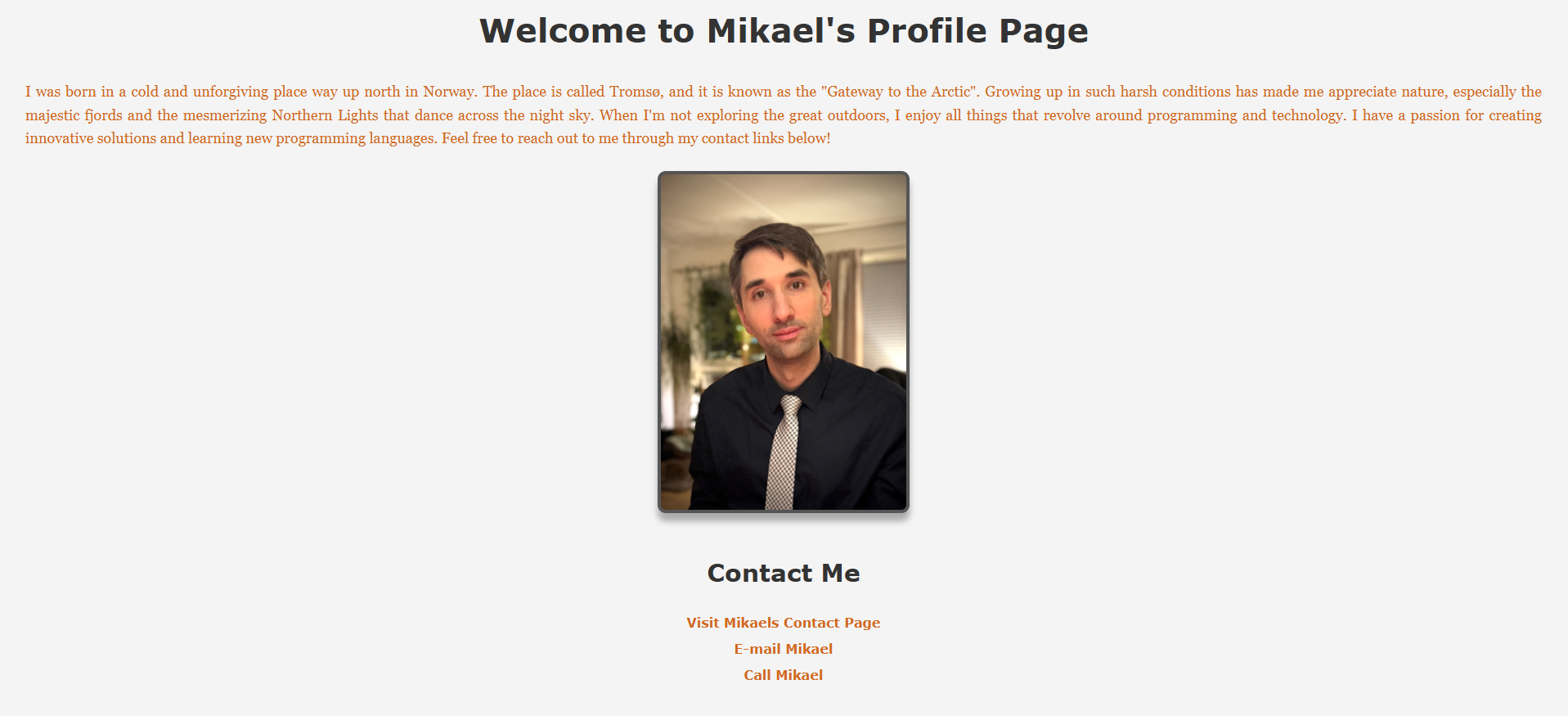 Screenshot of Profile Page project